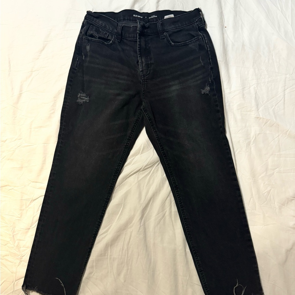 Old Navy Black Boyfriend Jeans with Distressed Details